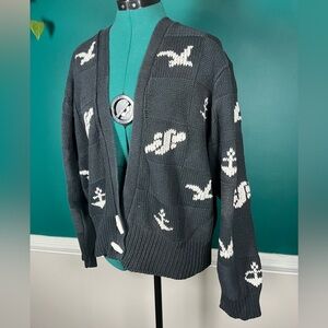 Black and White nautical Cardigan Sweater